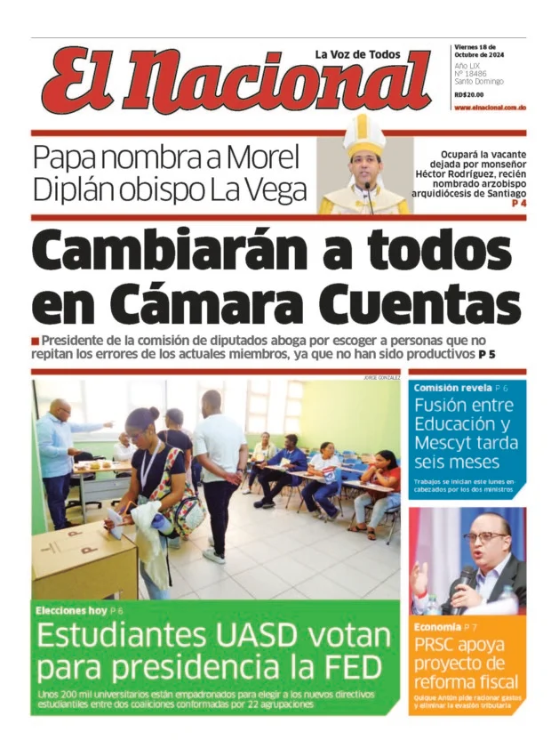 Portada Periódico El Nacional, Viernes 18 Octubre, 2024