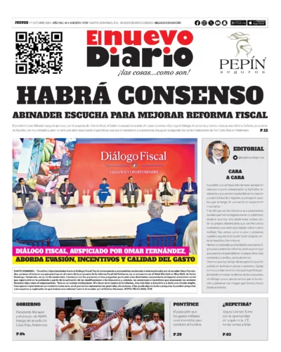 Portada Periódico El Nuevo Diario, Jueves 17 Octubre, 2024