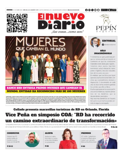 Portada Periódico El Nuevo Diario, Jueves 31 Octubre, 2024