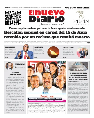 Portada Periódico El Nuevo Diario, Martes 01 Octubre, 2024