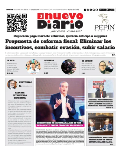 Portada Periódico El Nuevo Diario, Martes 08 Octubre, 2024