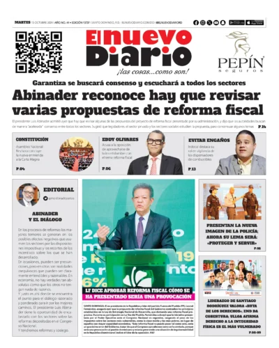 Portada Periódico El Nuevo Diario, Martes 15 Octubre, 2024