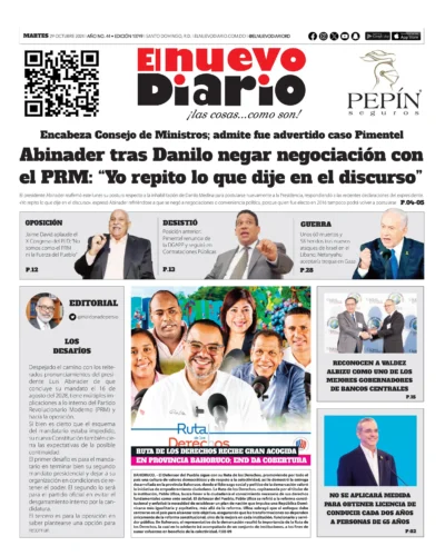 Portada Periódico El Nuevo Diario, Martes 29 Octubre, 2024