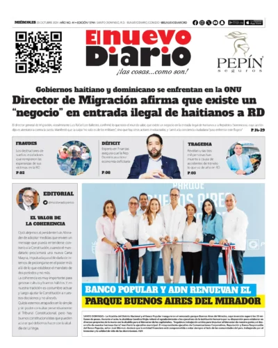 Portada Periódico El Nuevo Diario, Miércoles 23 Octubre, 2024