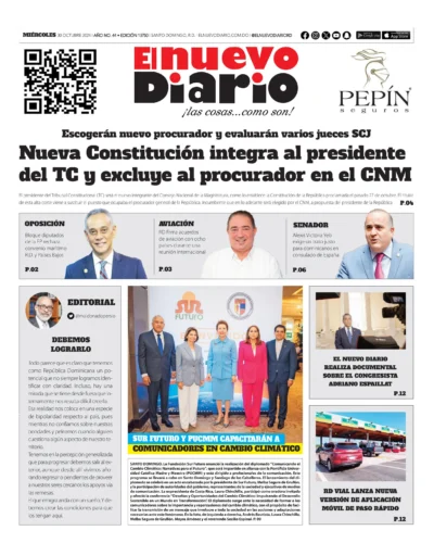 Portada Periódico El Nuevo Diario, Miércoles 30 Octubre, 2024