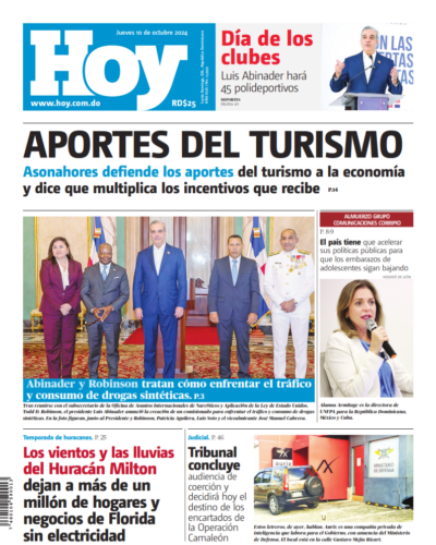 Portada Periódico Hoy, Jueves 10 Octubre, 2024