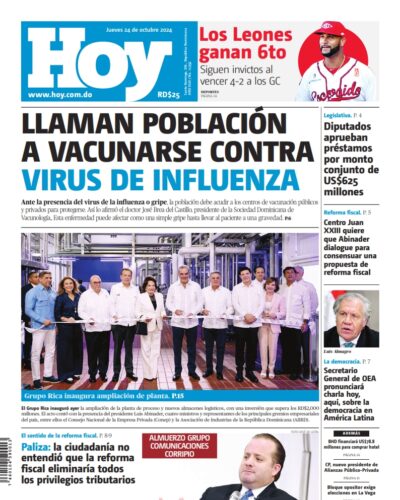 Portada Periódico Hoy, Jueves 24 Octubre, 2024