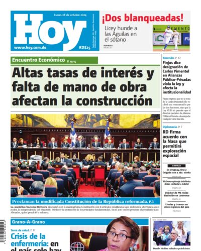 Portada Periódico Hoy, Lunes 28 Octubre, 2024