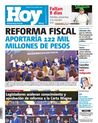 Portada Periódico Hoy, Martes 08 Octubre, 2024