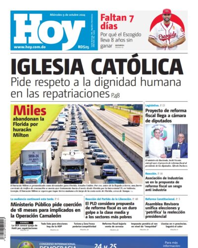 Portada Periódico Hoy, Miércoles 09 Octubre, 2024