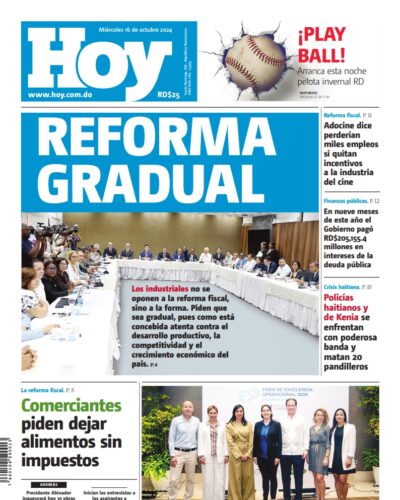 Portada Periódico Hoy, Miércoles 16 Octubre, 2024