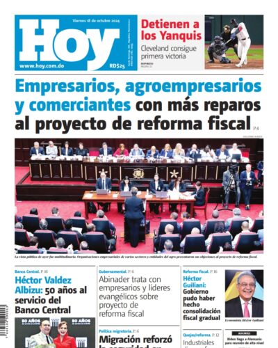 Portada Periódico Hoy, Viernes 18 Octubre, 2024