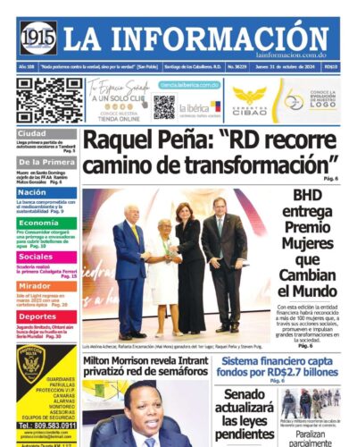 Portada Periódico La Información, Jueves 31 Octubre, 2024