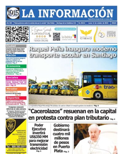 Portada Periódico La Información, Lunes 14 Octubre, 2024