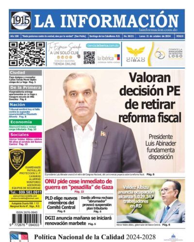 Portada Periódico La Información, Lunes 21 Octubre, 2024