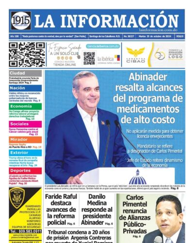 Portada Periódico La Información, Martes 29 Octubre, 2024