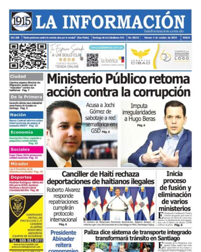 Portada Periódico La Información, Viernes 04 Octubre, 2024