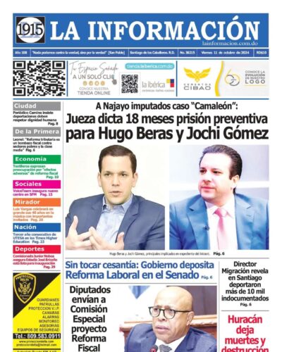 Portada Periódico La Información, Viernes 11 Octubre, 2024