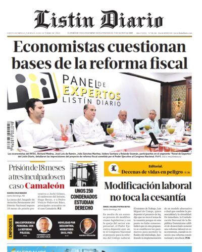 Portada Periódico Listín Diario, Viernes 11 Octubre, 2024