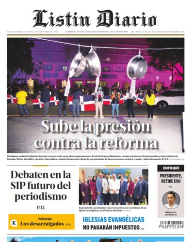 Portada Periódico Listín Diario, Viernes 18 Octubre, 2024