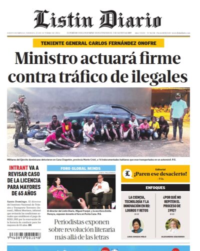 Portada Periódico Listín Diario, Viernes 25 Octubre, 2024