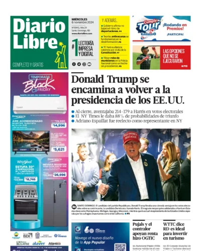 Portada Periódico Diario Libre, Miércoles 06 Noviembre, 2024