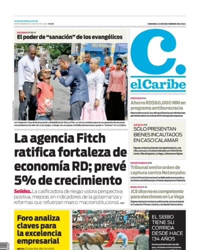 Portada Periódico El Caribe, Viernes 22 Noviembre, 2024