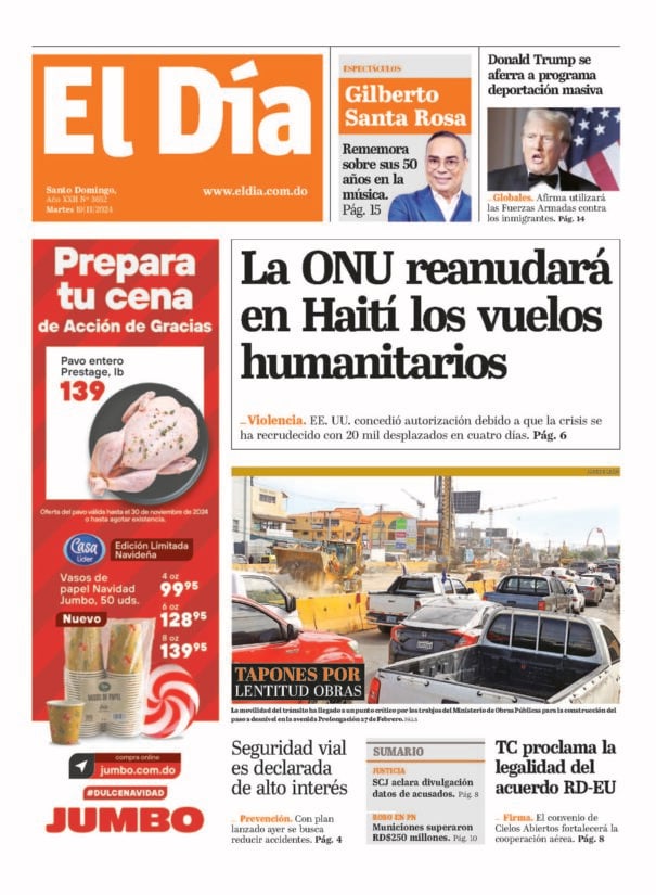 Portada Periódico El Día, Martes 19 Noviembre, 2024