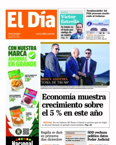 Portada Periódico El Día, Martes 26 Noviembre, 2024