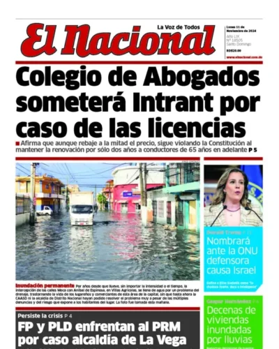 Portada Periódico El Nacional, Lunes 11 Noviembre, 2024