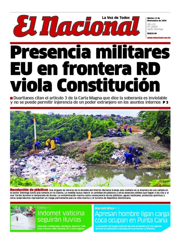 Portada Periódico El Nacional, Martes 12 Noviembre, 2024