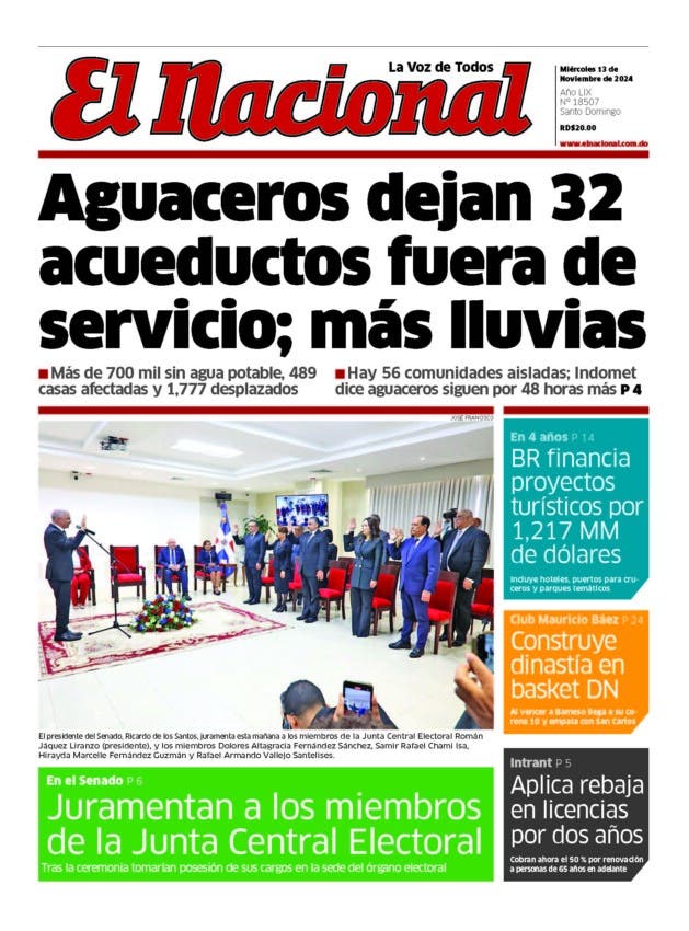 Portada Periódico El Nacional, Miércoles 13 Noviembre, 2024