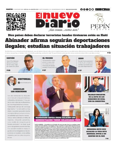 Portada Periódico El Nuevo Diario, Martes 12 Noviembre, 2024