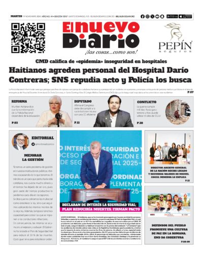 Portada Periódico El Nuevo Diario, Martes 19 Noviembre, 2024