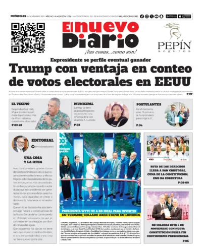 Portada Periódico El Nuevo Diario, Miércoles 06 Noviembre, 2024