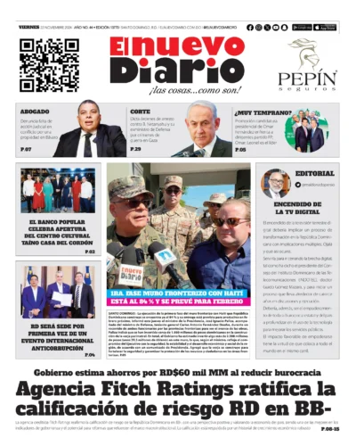 Portada Periódico El Nuevo Diario, Viernes 22 Noviembre, 2024