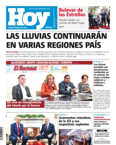 Portada Periódico Hoy, Jueves 14 Noviembre, 2024