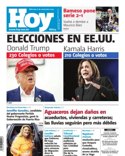 Portada Periódico Hoy, Miércoles 06 Noviembre, 2024