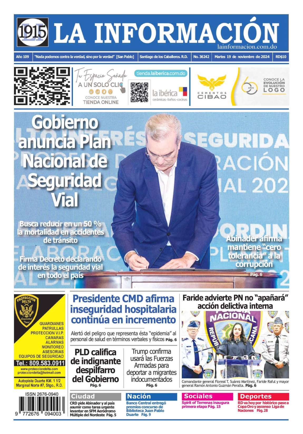 Portada Periódico La Información, Martes 19 Noviembre, 2024