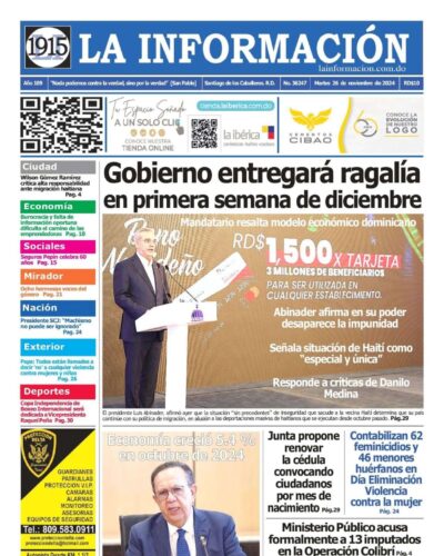 Portada Periódico La Información, Martes 26 Noviembre, 2024