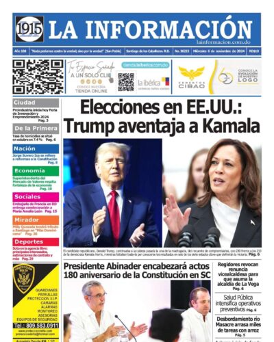 Portada Periódico La Información, Miércoles 06 Noviembre, 2024