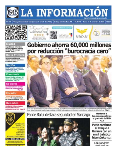 Portada Periódico La Información, Viernes 22 Noviembre, 2024