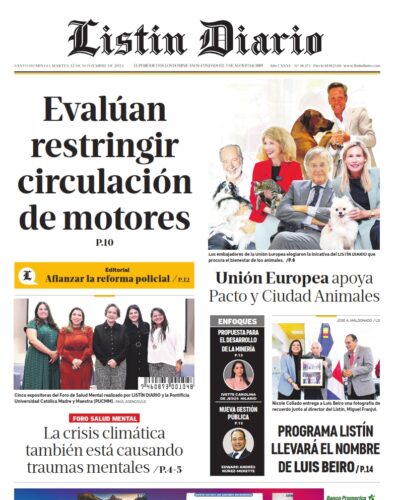 Portada Periódico Listín Diario, Martes 12 Noviembre, 2024