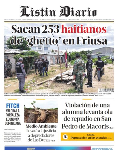 Portada Periódico Listín Diario, Viernes 22 Noviembre, 2024