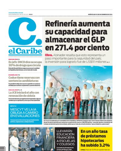 Portada Periódico El Caribe, Miércoles 18 Diciembre, 2024