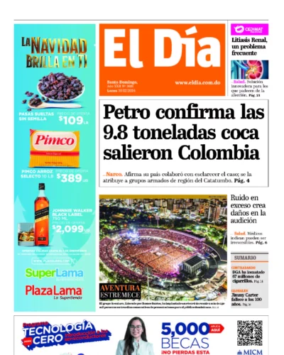 Portada Periódico El Día, Lunes 30 Diciembre, 2024