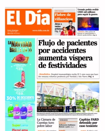 Portada Periódico El Día, Miércoles 18 Diciembre, 2024