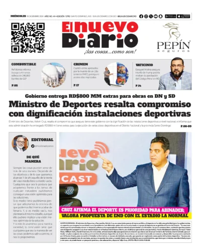 Portada Periódico El Nuevo Diario, Miércoles 18 Diciembre, 2024