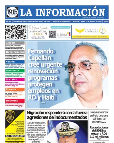 Portada Periódico La Información, Jueves 12 Diciembre, 2024