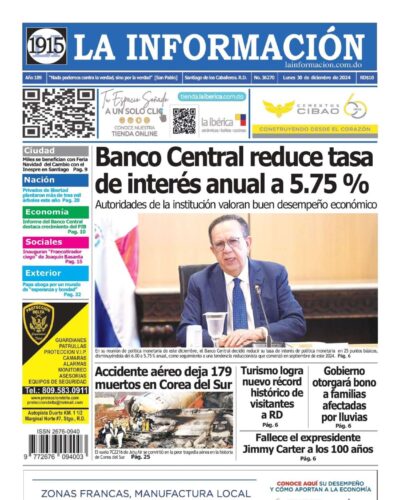 Portada Periódico La Información, Lunes 30 Diciembre, 2024